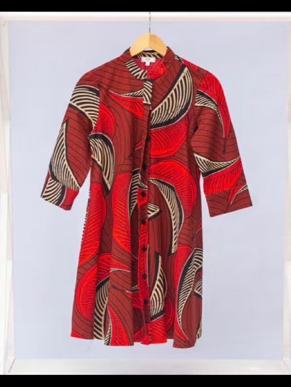Zuri GLIDE Red Patterned Button-Front Dress XL